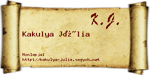Kakulya Júlia névjegykártya